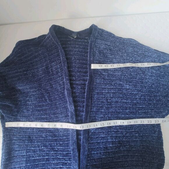 Torrid Women's Chenille Cocoon Open Front Ribbed Sweater Blue Plus Size 1 - Picture 10 of 15